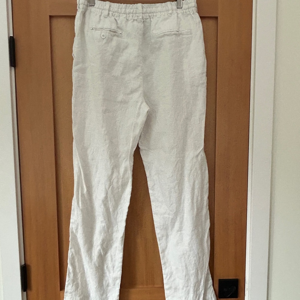 Drawstring White Linen Pants - Picture 4 of 6